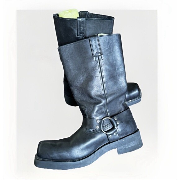 Harley Davidson Mega Harness Leather Motorcycle Riding Biker Boots Mens 13 Black - Picture 9 of 9